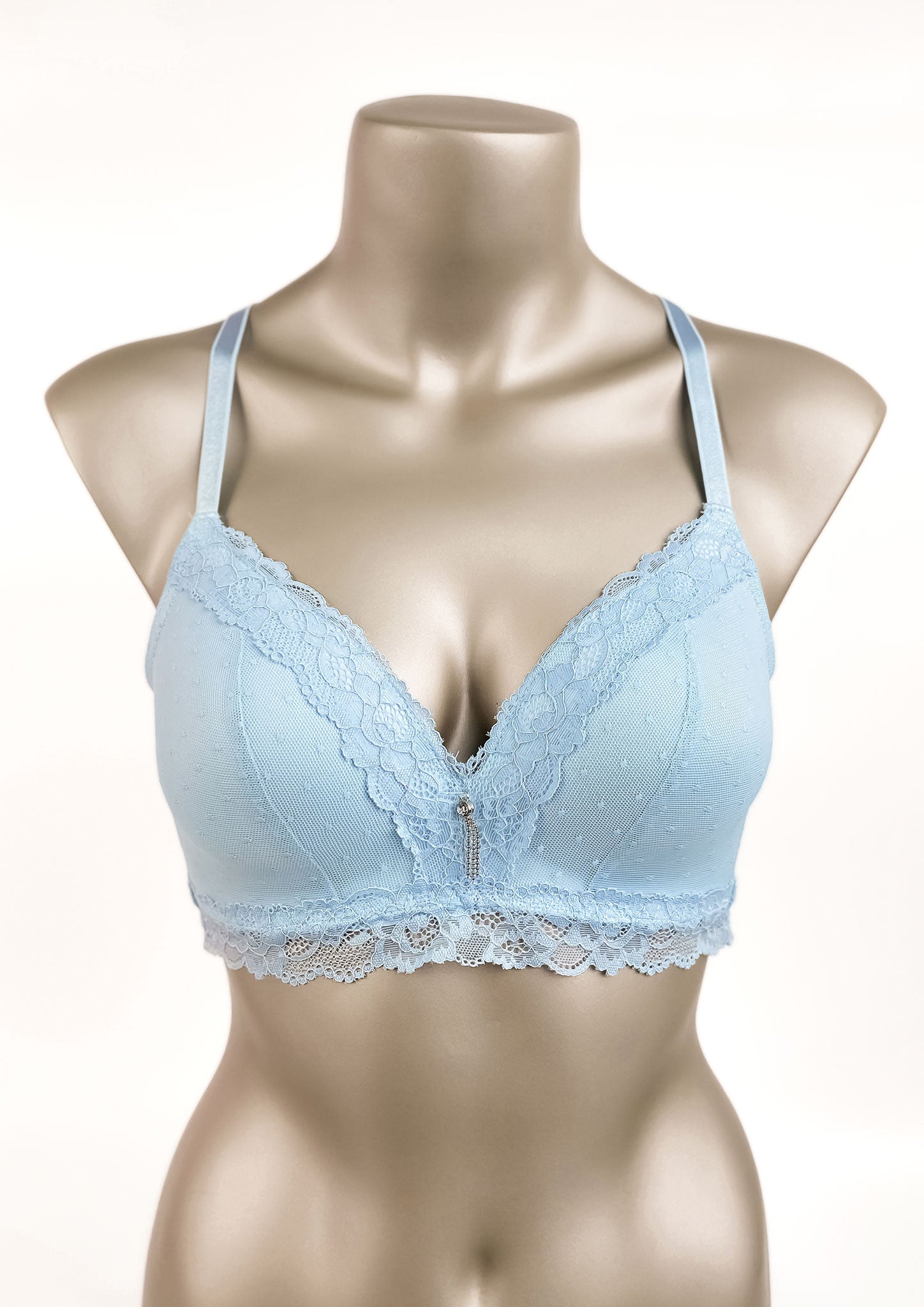 Her own words, Supima® Cotton Soft Wire Butterfly Push Up Bra, Color :  Light Blue, Size : 70B