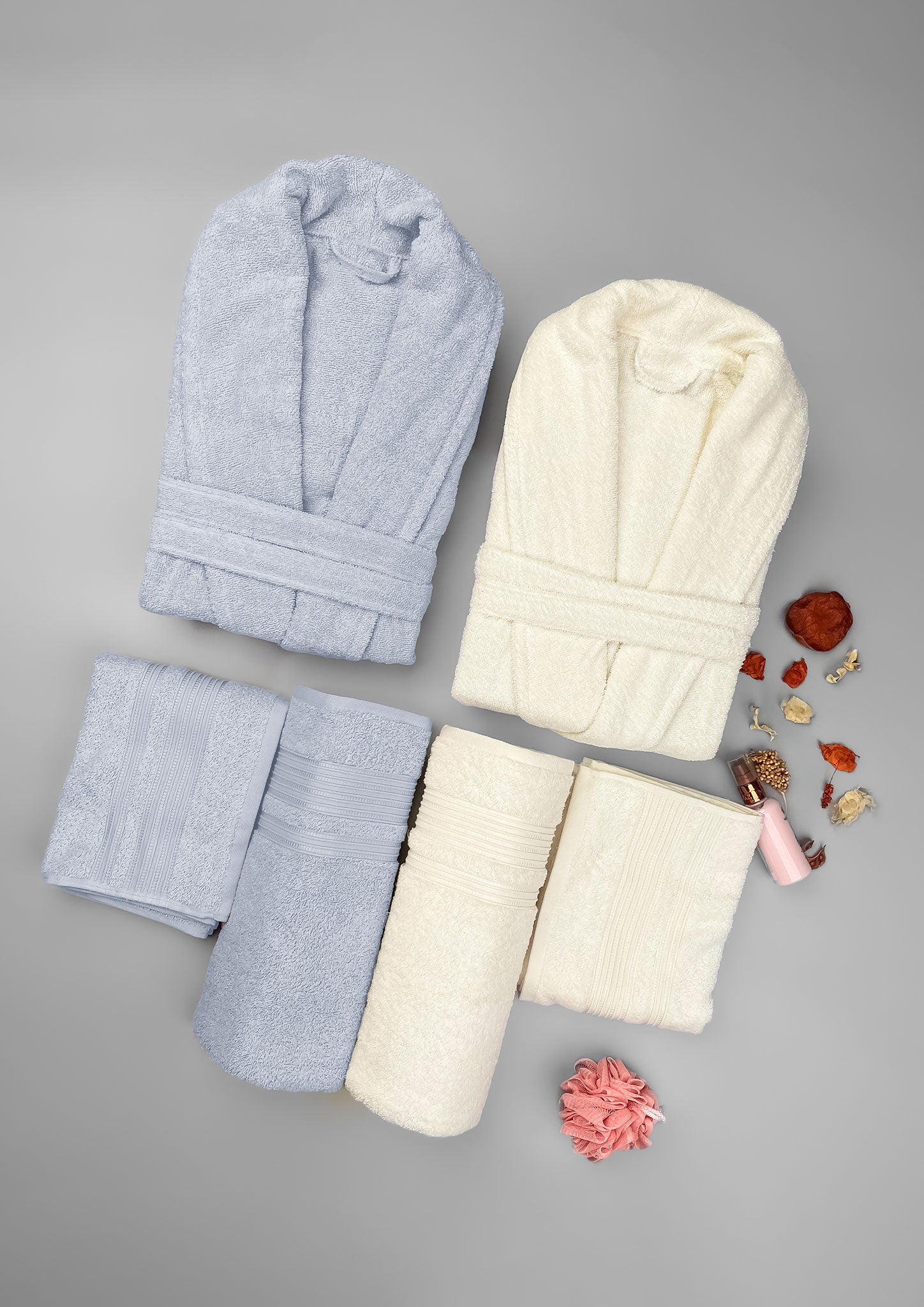 Couple Bathrobe Set
                   | 1620/BLUE&OFFWHITE | Zorita Lingerie